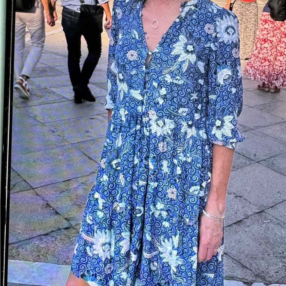 LOFT Blue and White Floral Dress